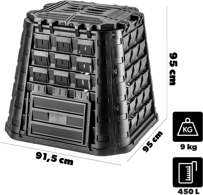 Kompostownik ogrodowy Kadax Yutz czarny 450 l (5903699498972) - obraz 3