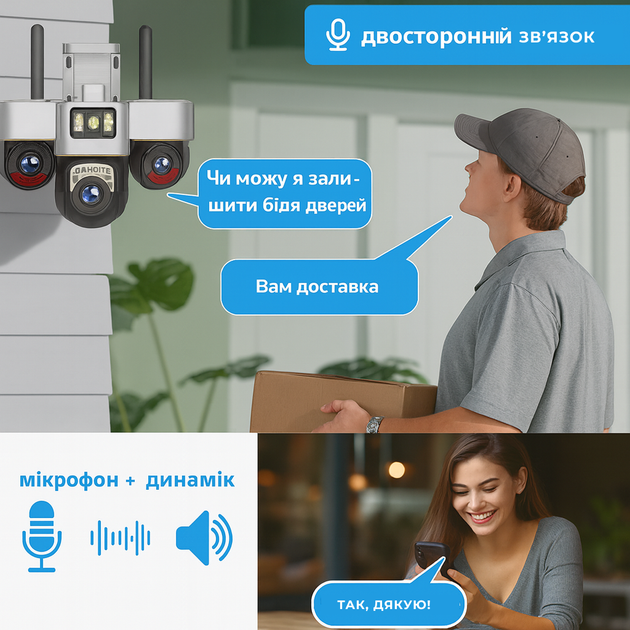 Уличная камера видеонаблюдения WiFi с 3 поворотными объективами V380 SC30 15MP - изображение 4