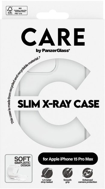 Панель Panzer Glass CARE Fashionable Case X-Ray Soft для Apple iPhone 15 Pro Max Transparent (5715685005718) - зображення 3
