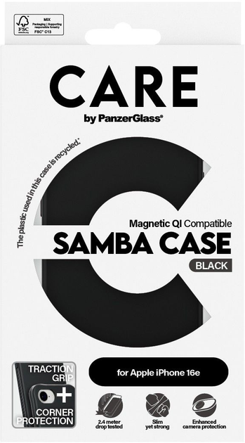 Панель Panzer Glass CARE Fashionable Case Samba для Apple iPhone 16 Black (5715685020995) - зображення 3
