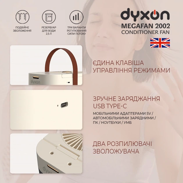 Вентилятор с увлажнением аккумуляторный DYXON MEGAFAN 2002 White - Фото 2 Вентилятор с увлажнением аккумуляторный DYXON MEGAFAN 2002 White - изображение 2