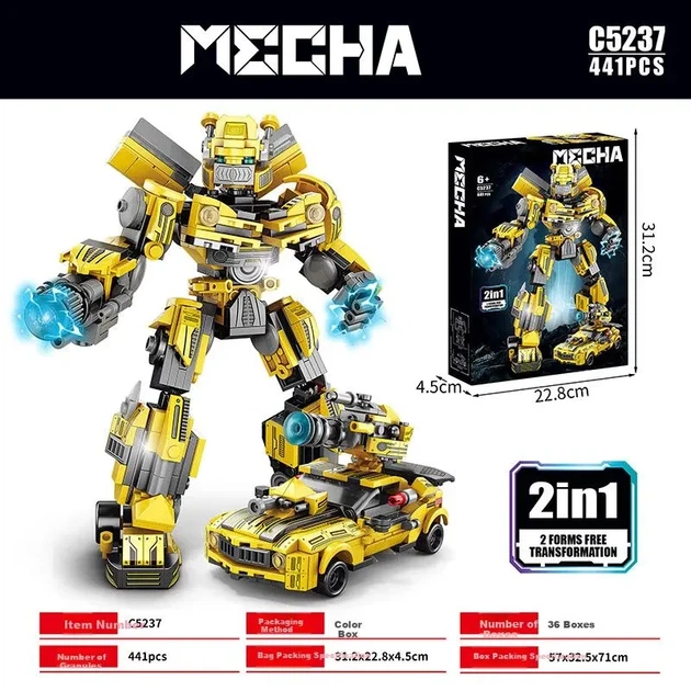 Конструктор mecha Трансформер Бамблбі, 2 в 1 - Фото 1 Конструктор mecha Трансформер Бамблбі, 2 в 1 - зображення 1
