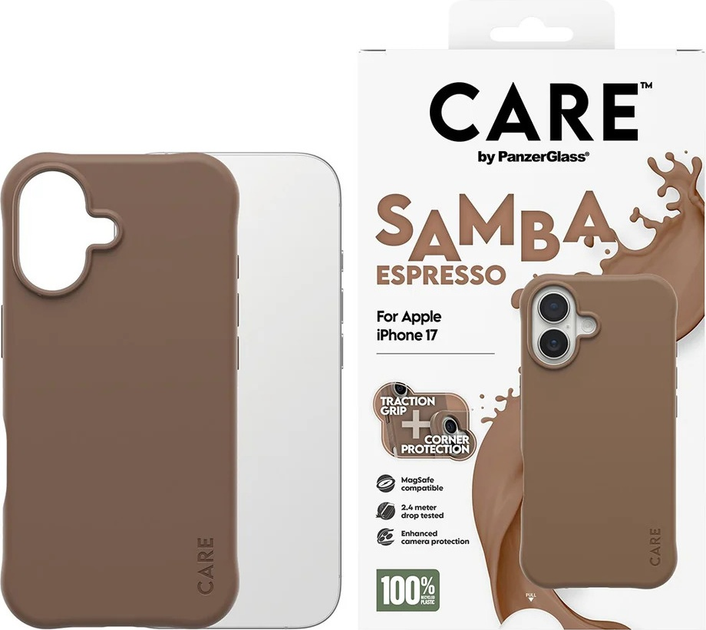 Панель CARE by PanzerGlass Fashionable Case Samba Espresso w. MagSafe для Apple iPhone 17 (CR49839) - зображення 3