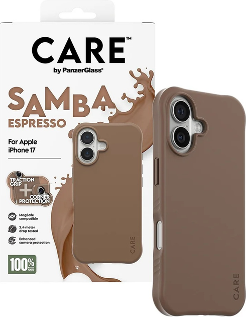 Панель CARE by PanzerGlass Fashionable Case Samba Espresso w. MagSafe для Apple iPhone 17 (CR49839) - зображення 4
