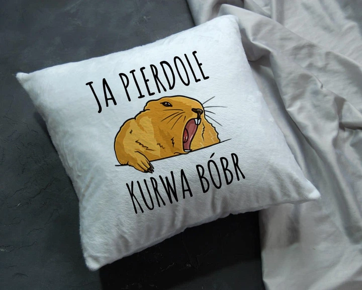Гумористична подушка "Ja Pierdole Kurwa Bóbr" - Прикольний подарунок для фанатів мемів - Фото 1 Гумористична подушка "Ja Pierdole Kurwa Bóbr" - Прикольний подарунок для фанатів мемів - изображение 1