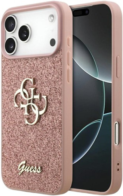 Панель Guess Fixed Glitter Big 4G для Apple iPhone 17 Pro Pink (GUHCP17LHG4SGP) - зображення 4