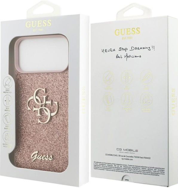 Панель Guess Fixed Glitter Big 4G для Apple iPhone 17 Pro Pink (GUHCP17LHG4SGP) - зображення 7