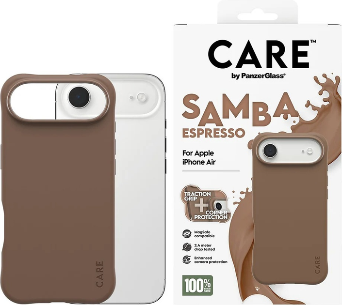 Панель CARE by PanzerGlass Fashionable Case Samba Espresso w. MagSafe для Apple iPhone Air (CR17747) - зображення 3
