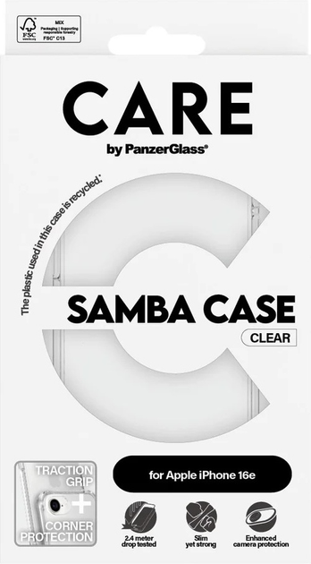 Etui CARE by PanzerGlass Fashionable Case Samba Transparent do Apple iPhone 16e (CRRFSMBG29845) - obraz 4