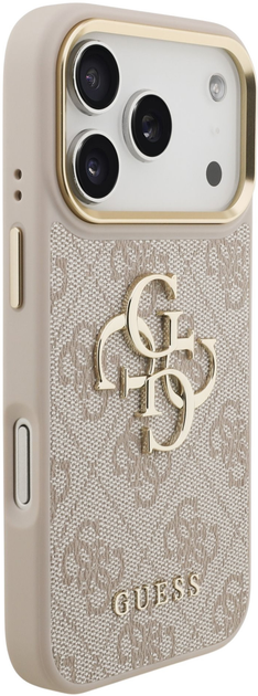 Панель Guess 4G Metal Logo Gold Frame для Apple iPhone 17 Pro Pink (GUHCP17L4GMGCPI) - зображення 3