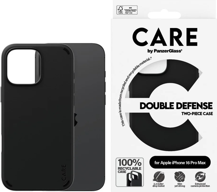 Панель CARE by PanzerGlass Feature Case Double Defense Black для Apple iPhone 16 Pro Max (5715685003981) - зображення 3