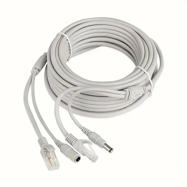 Готовый комбинированный кабель RJ45 + DC для видеонаблюдения, 10 м, медный, LAN + питание - изображение 6