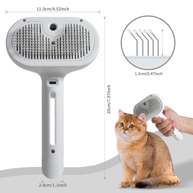 Паровая массажная щетка Zmaker для кошек и собак с распылителем и массажем, USB, портативная - Фото 6 Паровая массажная щетка Zmaker для кошек и собак с распылителем и массажем, USB, портативная - изображение 6