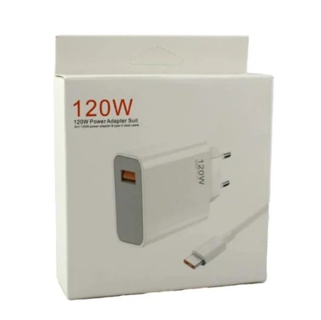 Сетевое зарядное устройство USB Type-A с маркировкой 120W, быстрой зарядкой QC 3.0 и кабелем, белый - изображение 3