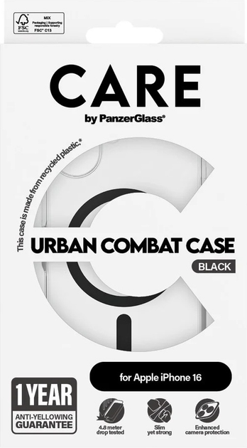 Панель CARE by PanzerGlass Flagship Case Transparent Urban Combat w. Black MagSafe для Apple iPhone 16 (5715685004117) - зображення 4