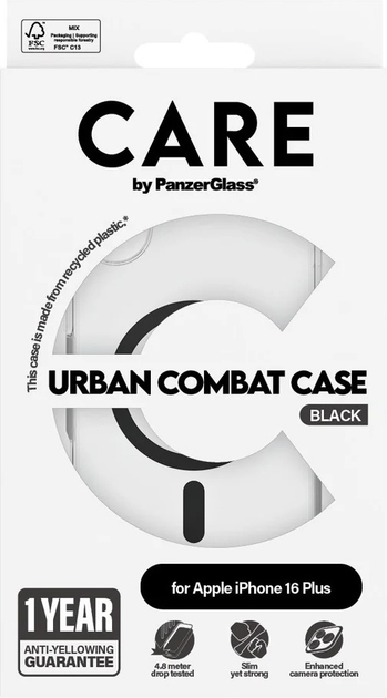 Панель CARE by PanzerGlass Flagship Case Transparent Urban Combat w. Black MagSafe для Apple iPhone 16 Plus (5715685004131) - зображення 4