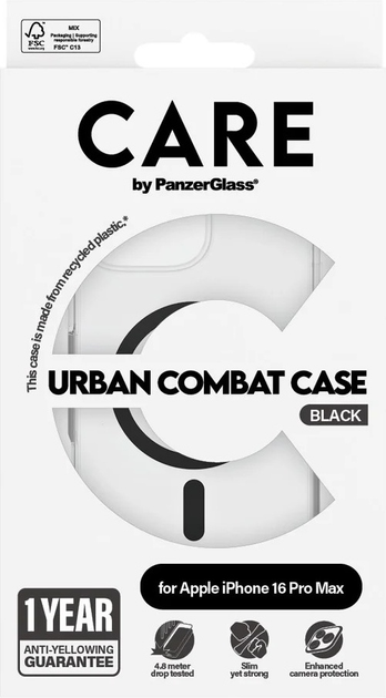 Панель CARE by PanzerGlass Flagship Case Transparent Urban Combat w. Black MagSafe для Apple iPhone 16 Pro Max (5715685004148) - зображення 4