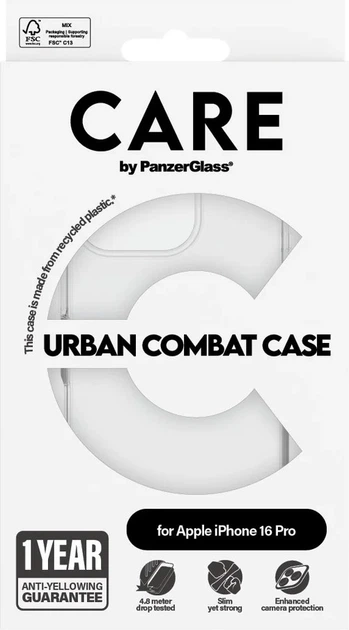 Панель CARE by PanzerGlass Flagship Case Transparent Urban Combat w. Clear Frame для Apple iPhone 16 Pro (5715685004209) - зображення 4