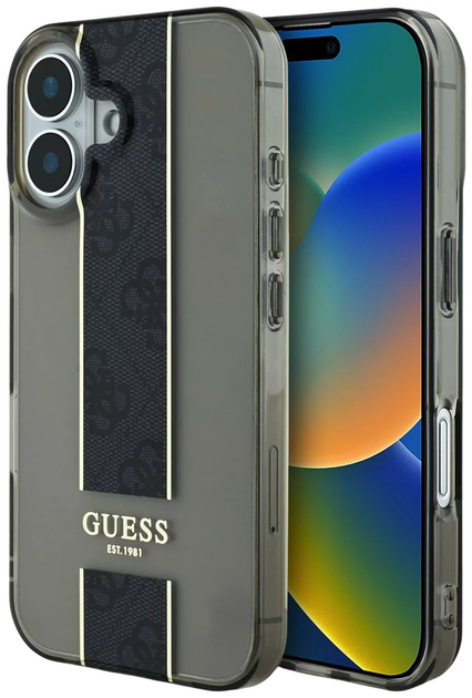 Панель Guess IML Middle 4G Stripe для Apple iPhone 16 Black (57983122194) - зображення 1
