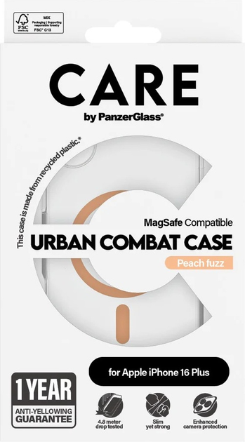 Панель CARE by PanzerGlass Flagship Case Transparent Urban Combat w. Peachy MagSafe для Apple iPhone 16 Plus (5715685004414) - зображення 4