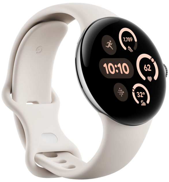 Смарт-годинник Google Pixel Watch 3 45 mm Wi-Fi Polished Silver Aluminum Case/Porcelain Active Band (GA05736-DE) - зображення 3