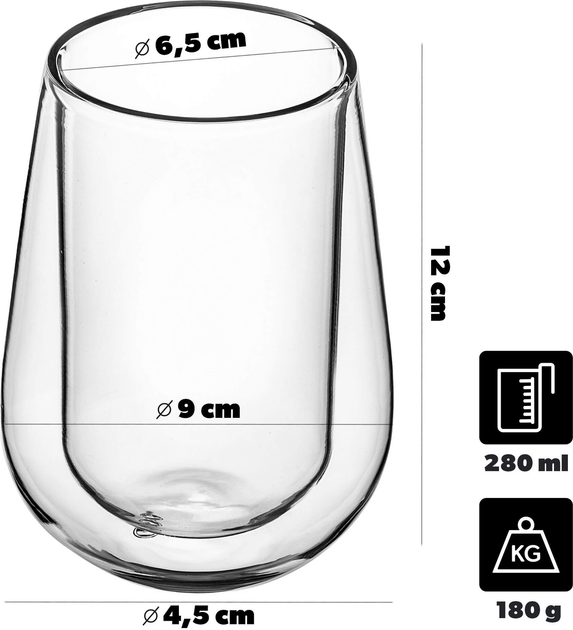 Zestaw szklanek termicznych Kadax z podwójną ścianką 280 ml 4 szt (5903699406786) - obraz 2