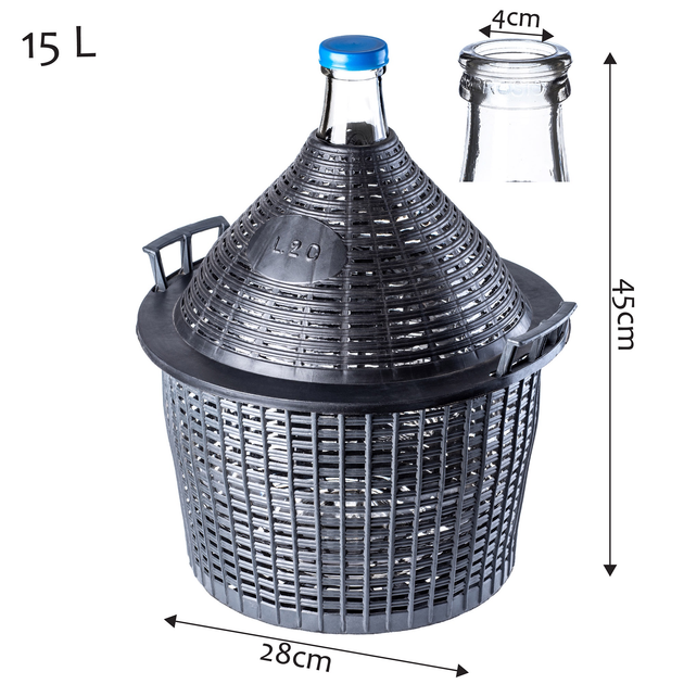 Zestaw winiarski Kadax Balon 15 l + Korek nr. 3 + Szklana rurka (5903699487112) - obraz 1