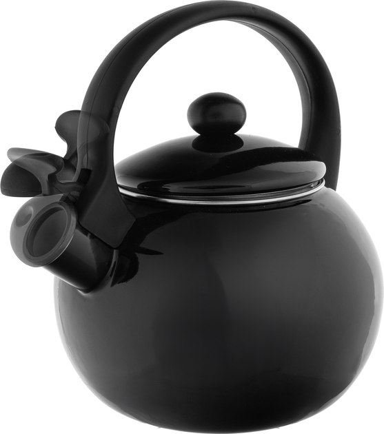 Czajnik emaliowany Kadax Cusset z gwizdkiem czarny 2.2 l (5903699493243) - obraz 1