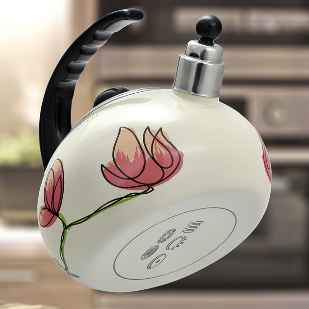Czajnik emaliowany Kadax Marbella kwiaty magnolii 2.2 l (5903699472132) - obraz 3