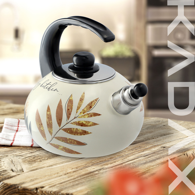 Czajnik emaliowany Kadax Marbella Liście 2.2 l (5903699472125) - obraz 3