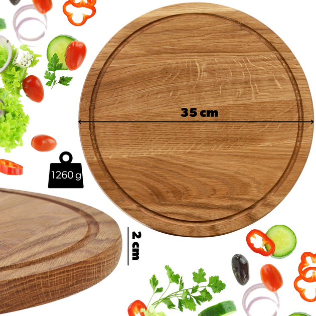 Deska do krojenia Kadax dębowa okrągła 35 cm (5903699446737) - obraz 2