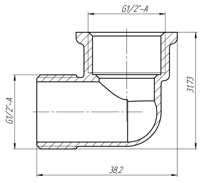 Кутник 1/2″ВЗ латунний LL333S OPTIMUM - зображення 3