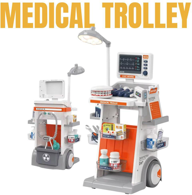 Zestaw medyczno-dentystyczny z wózkiem Pomaranczowy + Akcesoria (5903864989014) - obraz 2
