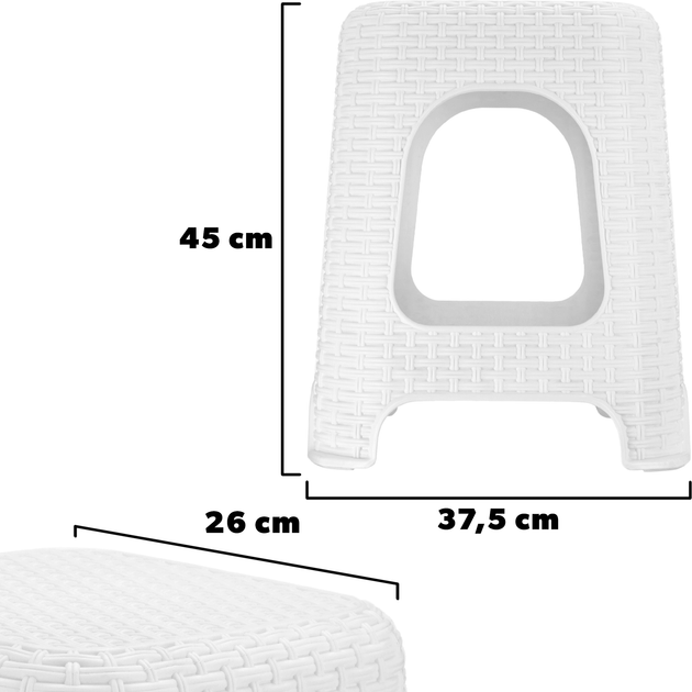 Табурет Kadax Habol протиковзкий Білий 45 x 26 см (5903699436776) - зображення 2