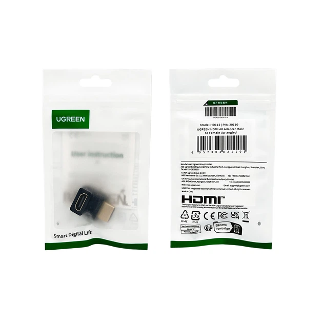 Адаптер UGREEN HDMI 4K Adapter Male to Female Up-angled (UGR-20110) - Фото 2 Адаптер UGREEN HDMI 4K Adapter Male to Female Up-angled (UGR-20110) - зображення 2
