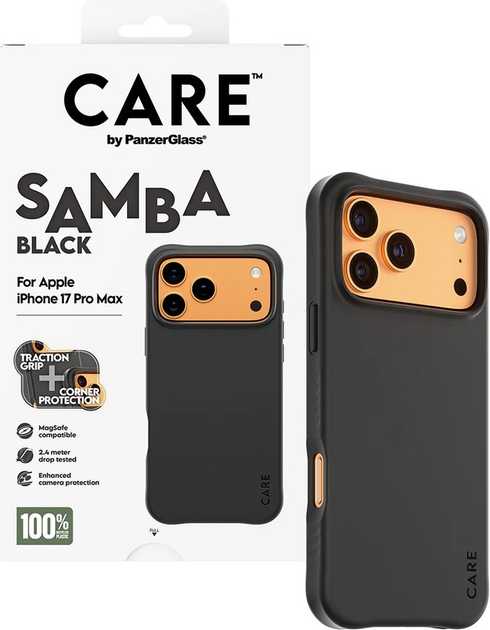 Etui CARE by PanzerGlass Fashionable Case Samba Black w. MagSafe do Apple iPhone 17 Pro Max (CR29487) - obraz 4