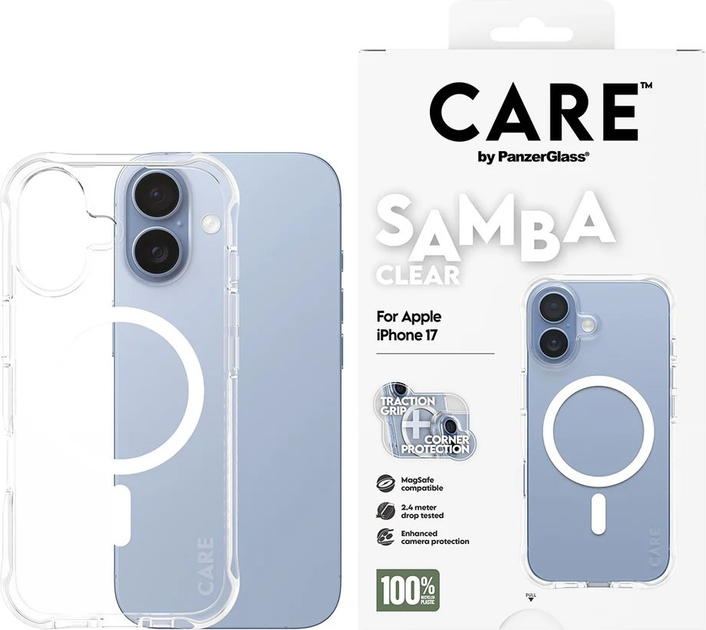 Etui CARE by PanzerGlass Fashionable Case Samba Transparent w. MagSafe do Apple iPhone 17 (CR22326) - obraz 3