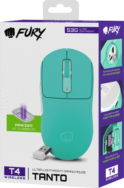 Mysz Fury Tanto T4 Wireless/Bluetooth/USB Mint (NFU-2205) - obraz 16