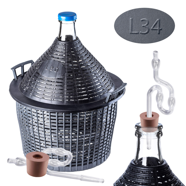 Zestaw winiarski Kadax Balon 34 l + Korek nr. 4 + Plastikowa rurka (5903699487181) - obraz 1