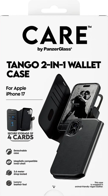 Чохол-книжка CARE by PanzerGlass Feature Case Tango Two-in-One Wallet w. MagSafe для Apple iPhone 17 Black (CR29833) - зображення 5