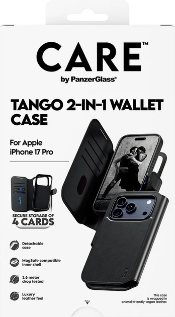Чохол-книжка CARE by PanzerGlass Feature Case Tango Two-in-One Wallet w. MagSafe для Apple iPhone 17 Pro Black (CR75454) - зображення 5
