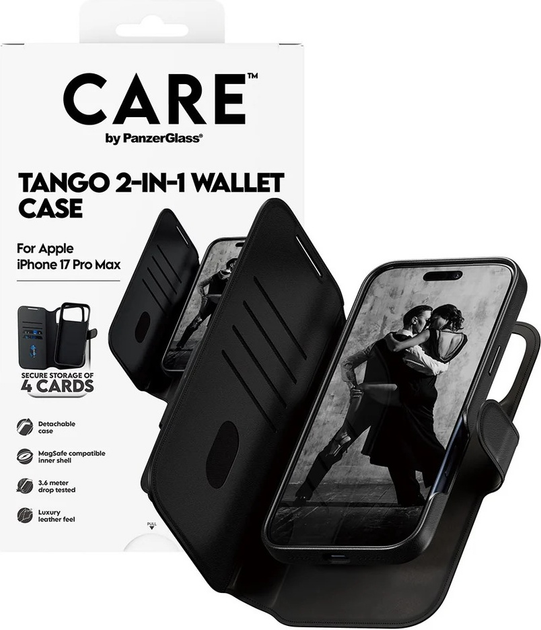 Чохол-книжка CARE by PanzerGlass Feature Case Tango Two-in-One Wallet w. MagSafe для Apple iPhone 17 Pro Max Black (CR63940) - зображення 4