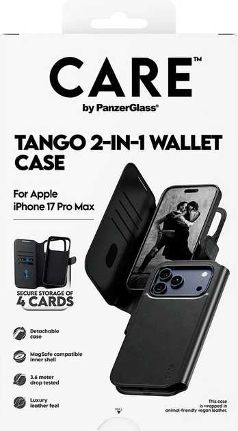 Чохол-книжка CARE by PanzerGlass Feature Case Tango Two-in-One Wallet w. MagSafe для Apple iPhone 17 Pro Max Black (CR63940) - зображення 5