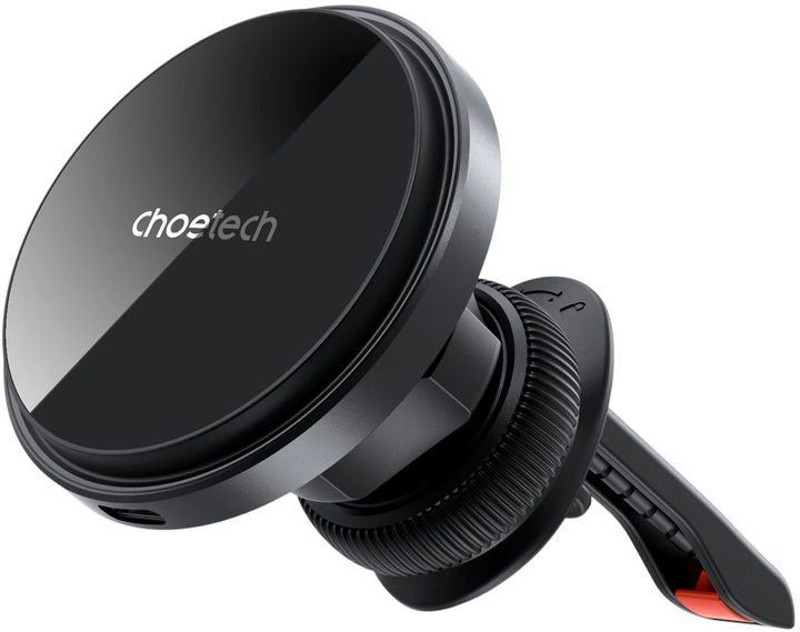 Автомобільний тримач CHOETECH T204-F з бездротовою зарядкою 15 Вт Чорний (6932112106360) - зображення 1