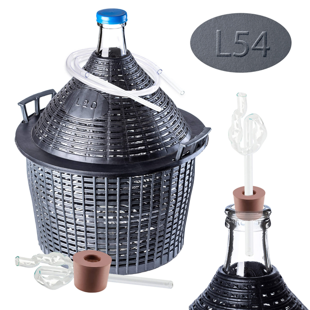 Zestaw winiarski Kadax Balon 54 l + Korek nr. 5 + Rurka + Ściągacz (5903699487228) - obraz 1