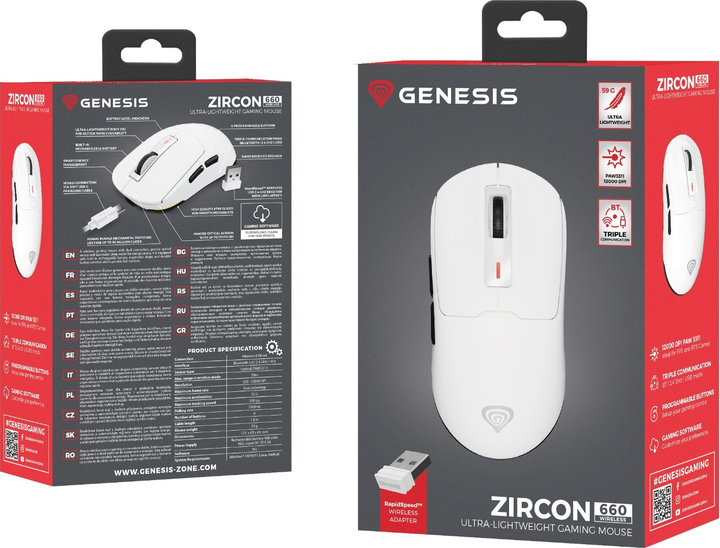 Mysz Genesis Zircon 660 Wireless/Bluetooth/USB White (NMG-2192) - obraz 14