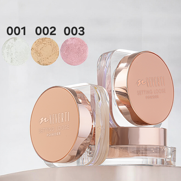 Розсипчаста пудра для обличчя Neverti Setting Loose Powder NP200 №001 Transparent – прозорий фініш - зображення 5