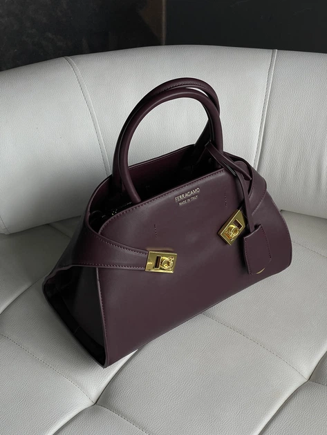Сумка женская Salvatore Ferragamo деловая бордовый Феррагамо Премиум качества - изображение 2