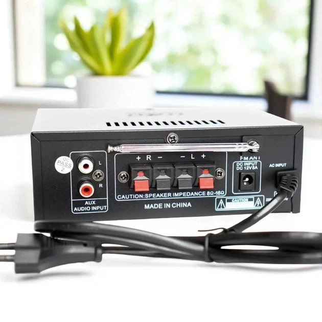 Двухканальный усилитель звука UKC A3 Hi-Fi стерео 2x120W Bluetooth USB SD FM радио с пультом управления Черный - изображение 4