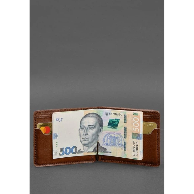 Кожаное портмоне 13.0 зажим светло-коричневый краст - Фото 5 Кожаное портмоне 13.0 зажим светло-коричневый краст - изображение 5